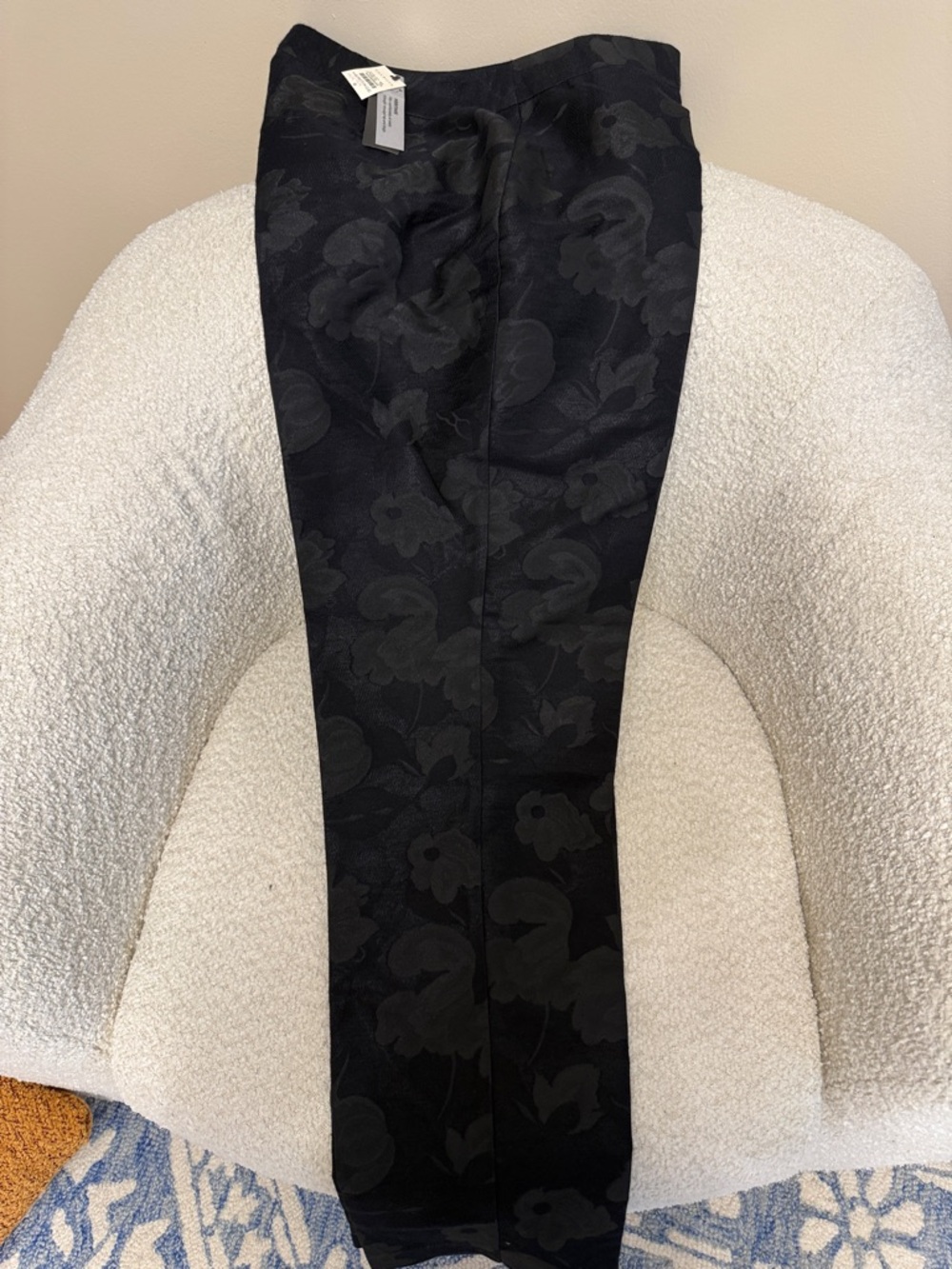 Talbots Black Floral Jacquard Straight-Leg Pants